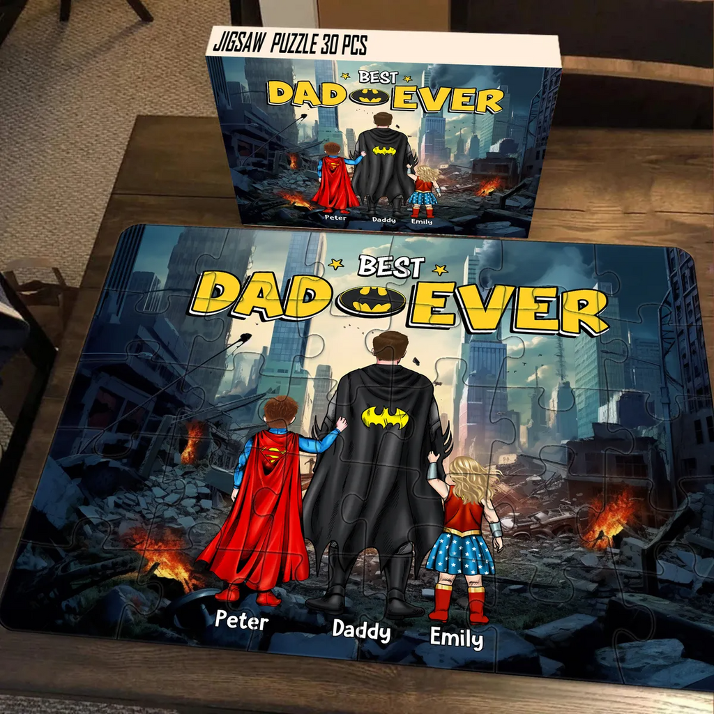 Personalized Best Dad Ever Puzzle Custom Name Gift for Dad Puzzle GradoCreations