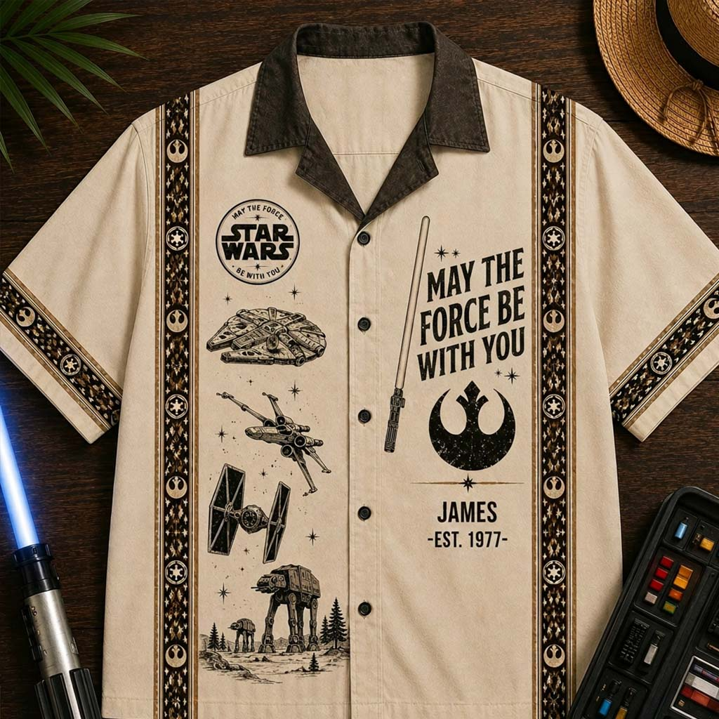 Personalized Hawaiian Shirt May The Force Be With You Gift for Movie Fans Hawaiian Shirt GradoCreations