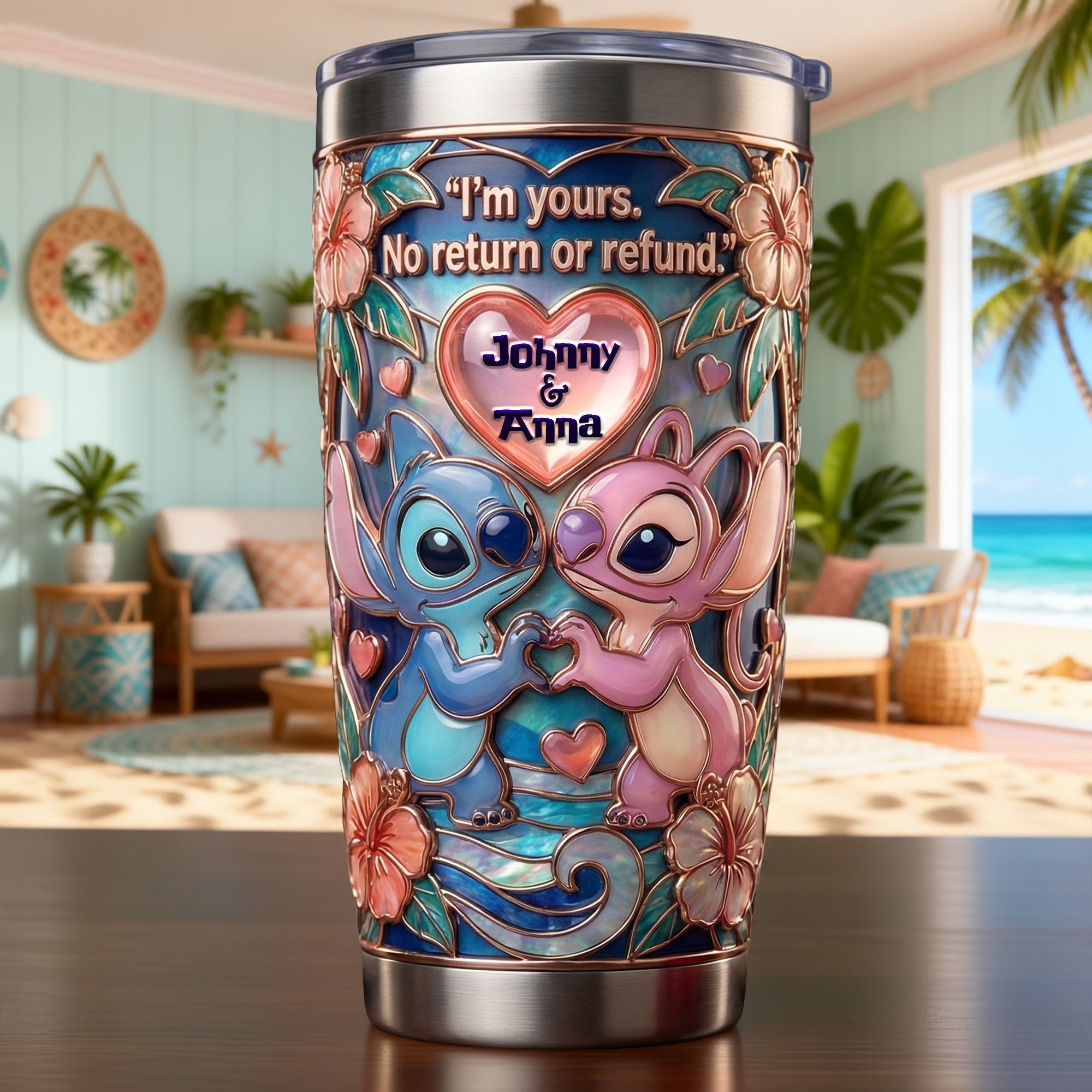 Personalized Tumbler with 3D Effect for Couples | Unique Gift