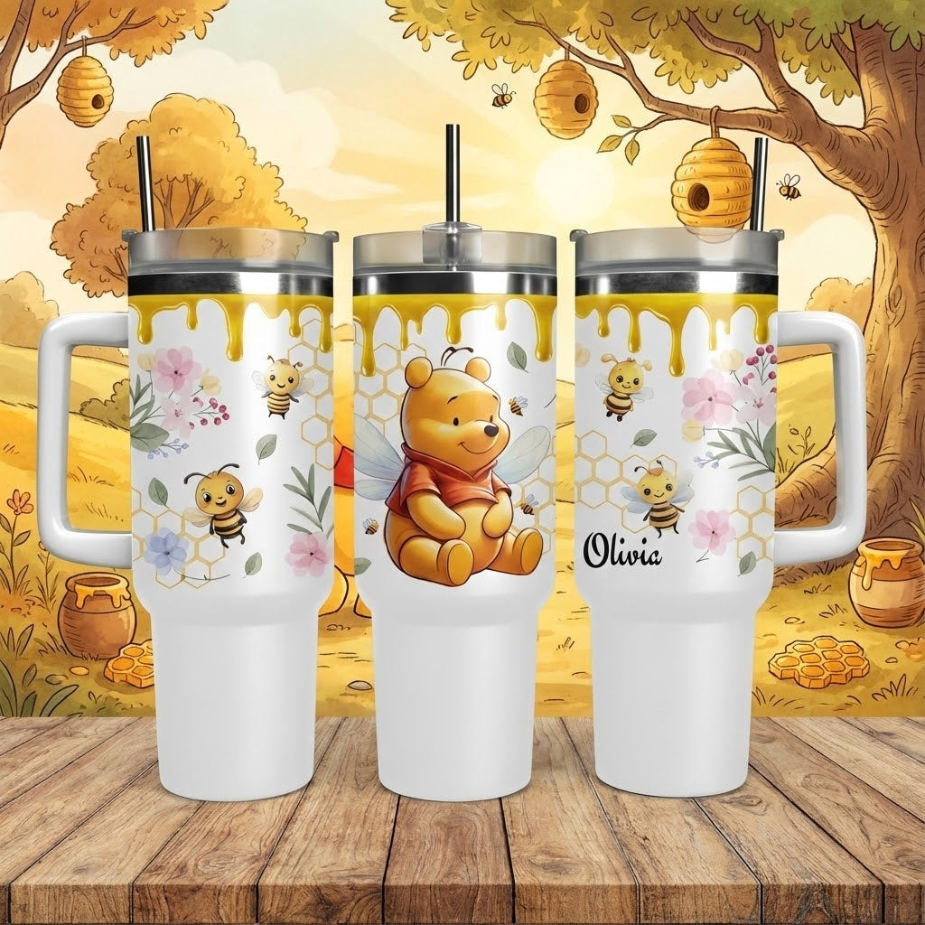 Personalized Honey Bear Tumbler 40oz Custom Name Gift for Fans