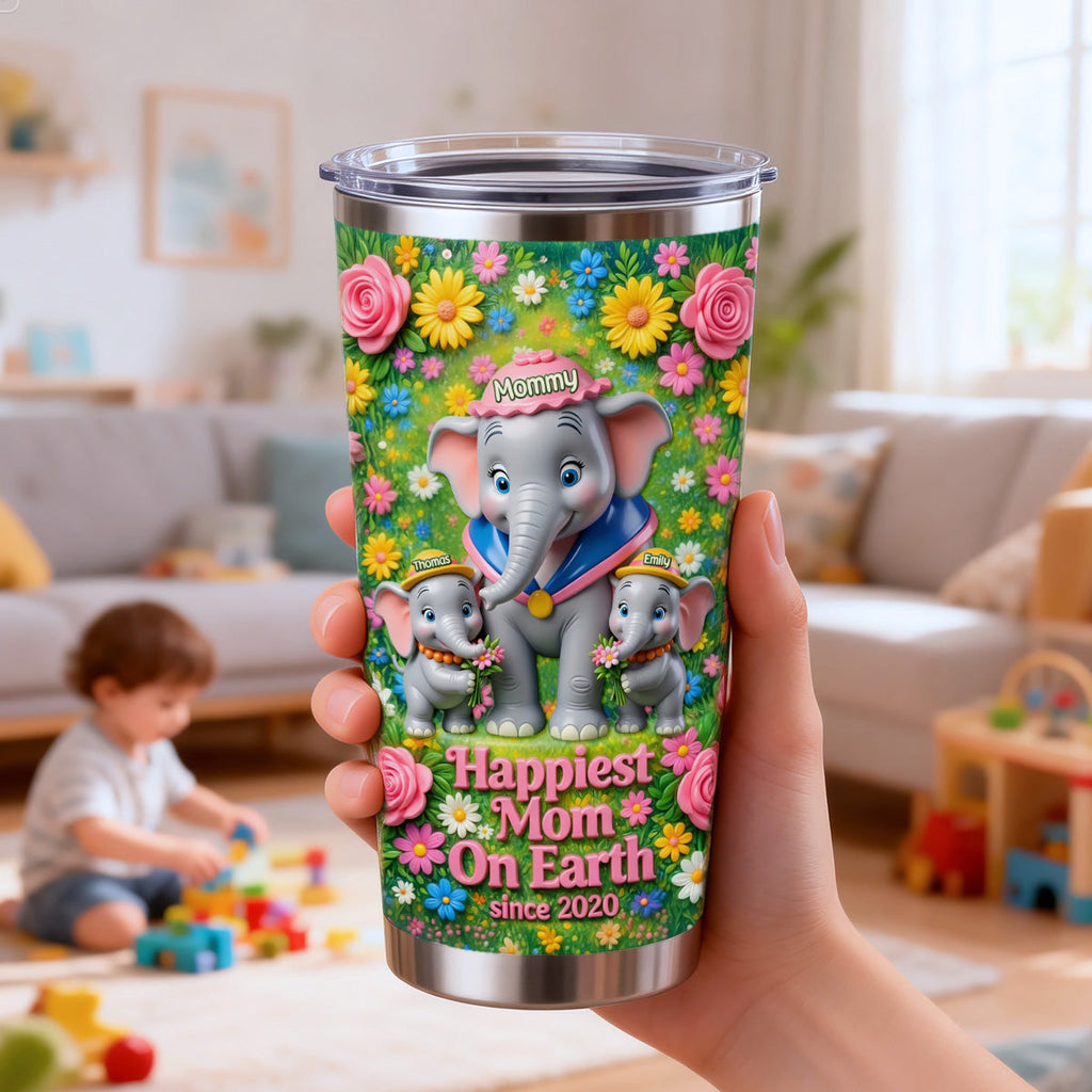Personalized Happiest Mom On Earth Tumbler Custom Name Gift for Mom Tumbler GradoCreations