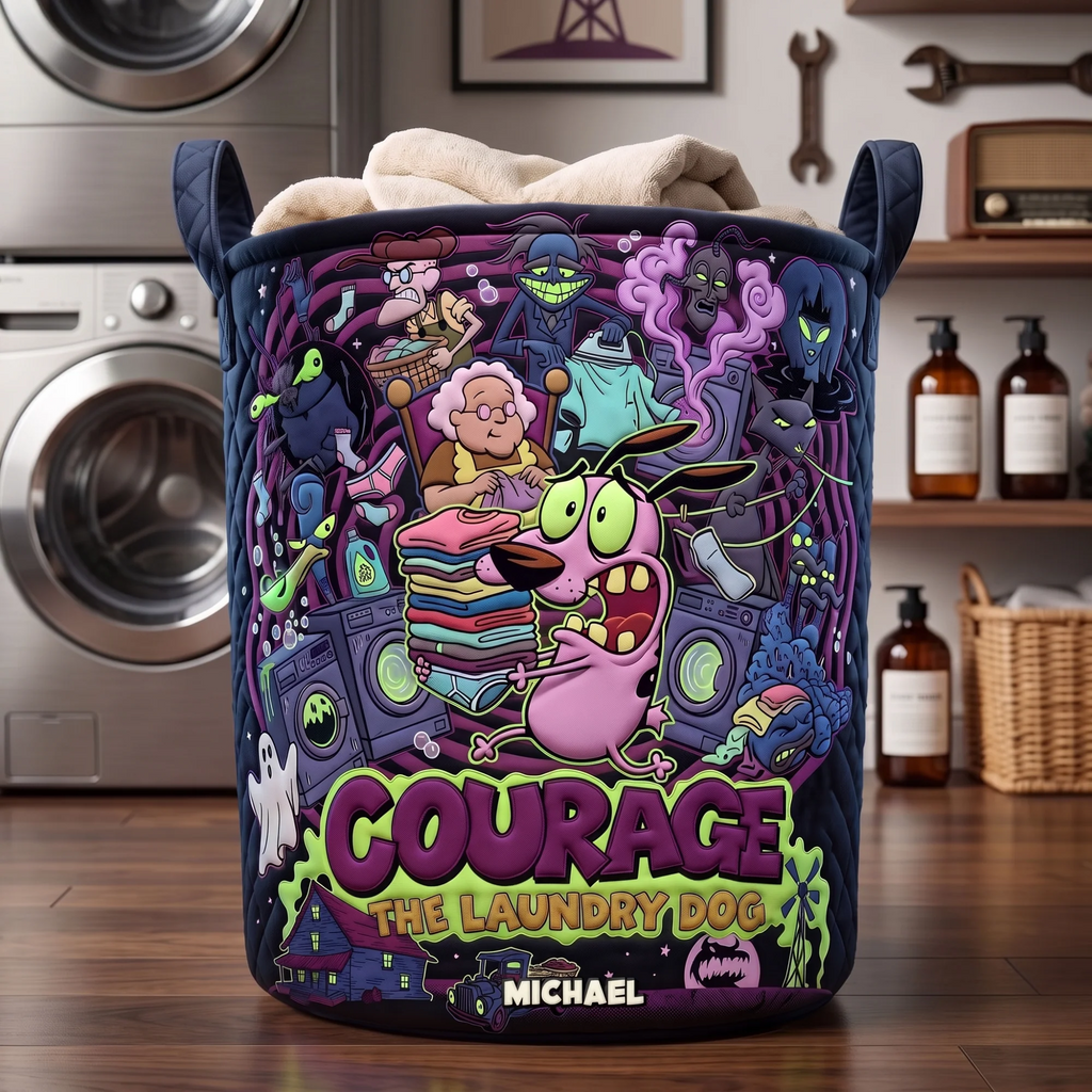 Personalized Quilted Laundry Basket with Funny Furbaby Design Quilted Laundry Basket GradoCreations