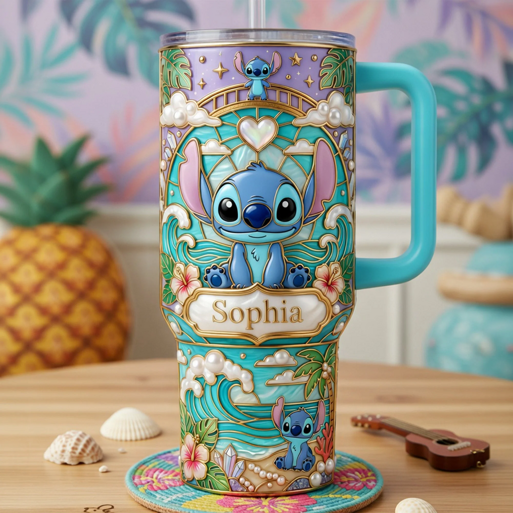 Personalized Summer Vibe Tumbler with Handle for Movie Fans Gift