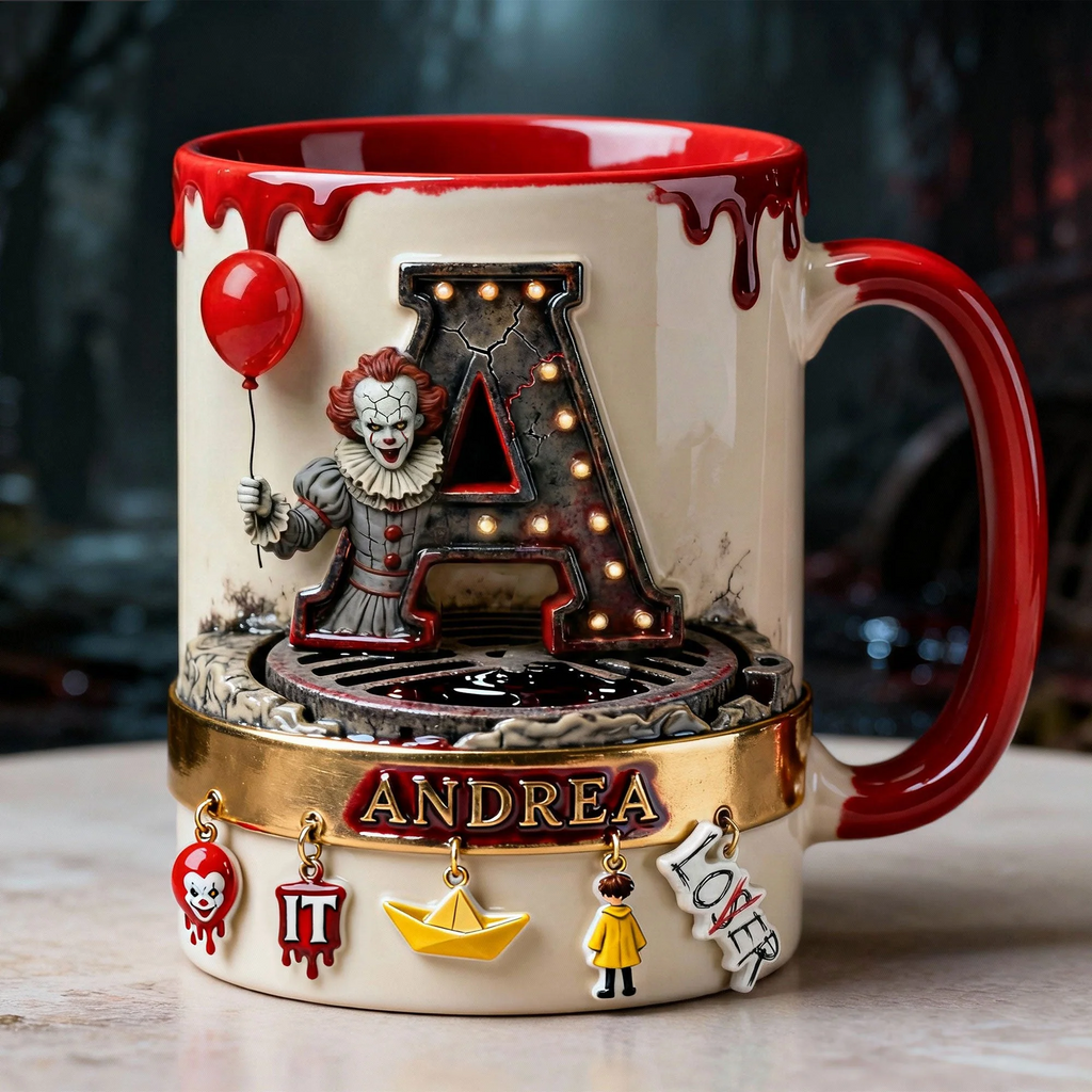 Personalized Horror Character Accent Mug Custom Name Gift for Halloween Mug GradoCreations