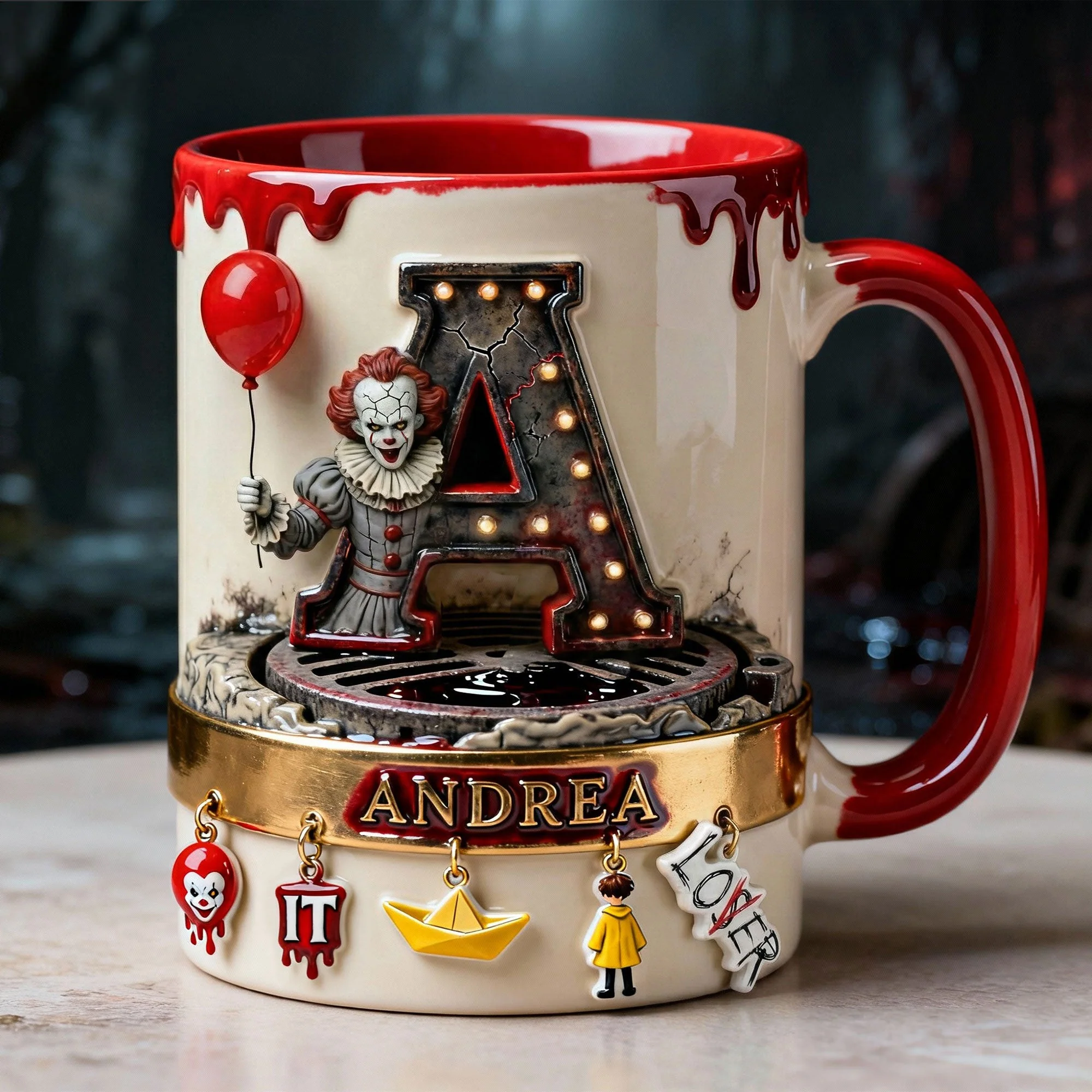 Personalized Horror Character Accent Mug Custom Name Gift for Halloween Mug GradoCreations