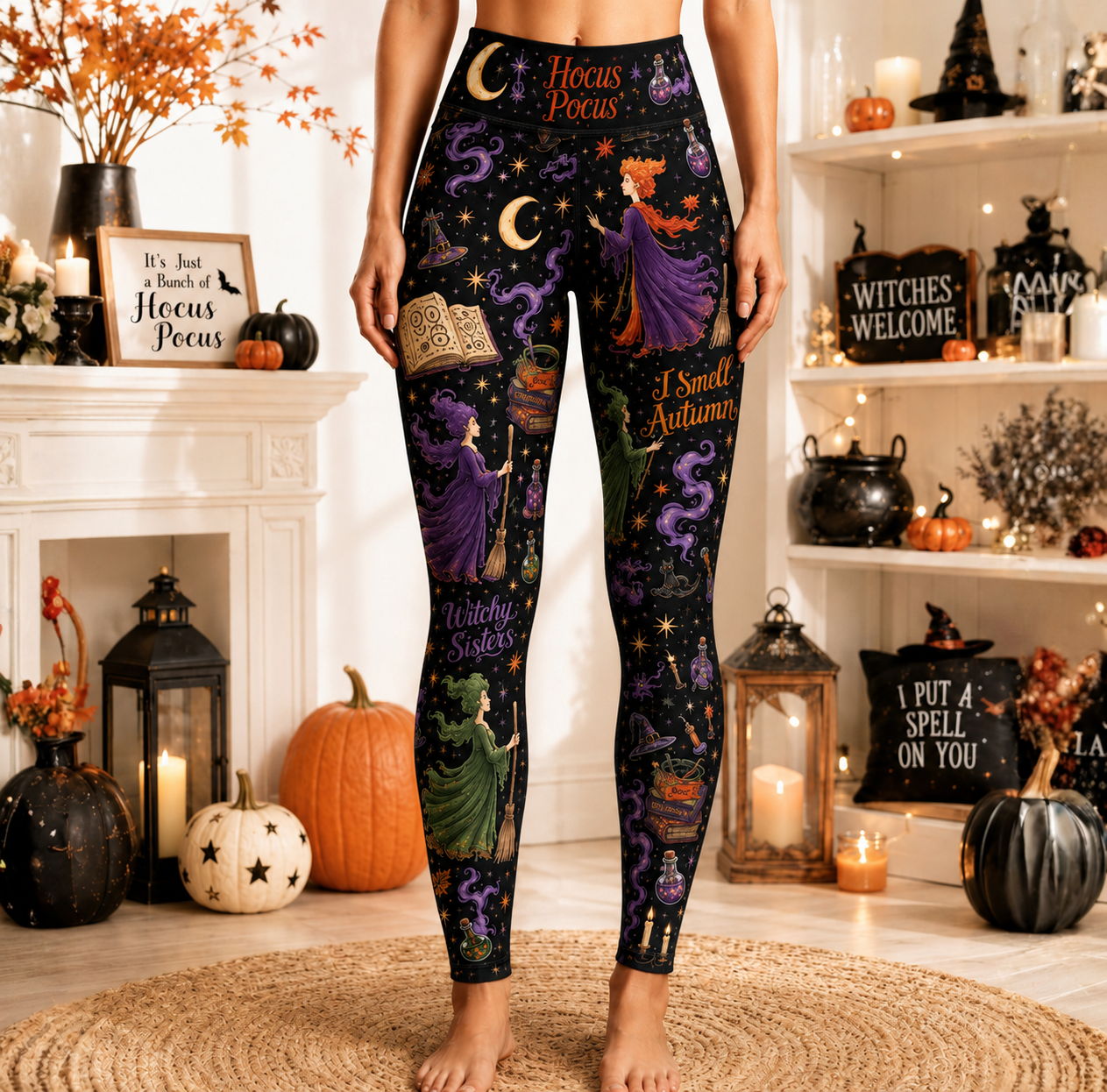 Personalized Halloween Witch Leggings for Women, Customizable Costume Gift Legging GradoCreations