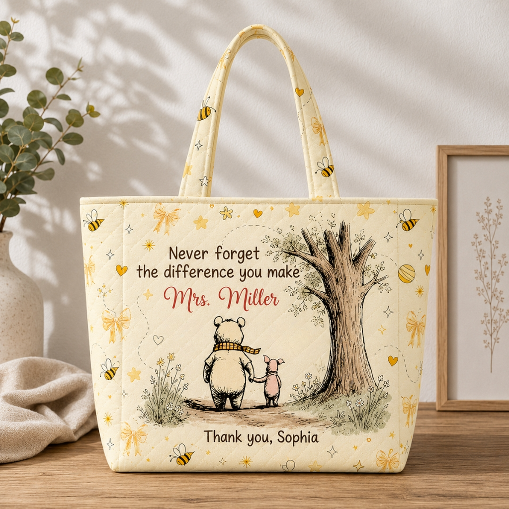 Personalized Teacher Tote Bag Honey Bear Design Gift