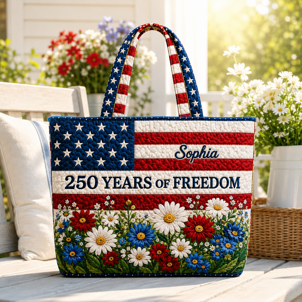 Personalized Quilted Tote Bag 250 Years of Freedom Gift for Her