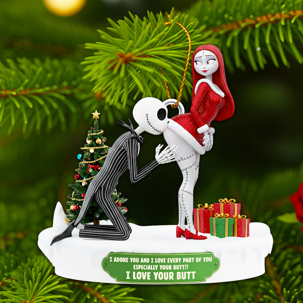 Personalized Naughty Skeleton Couple Christmas Ornament Gift