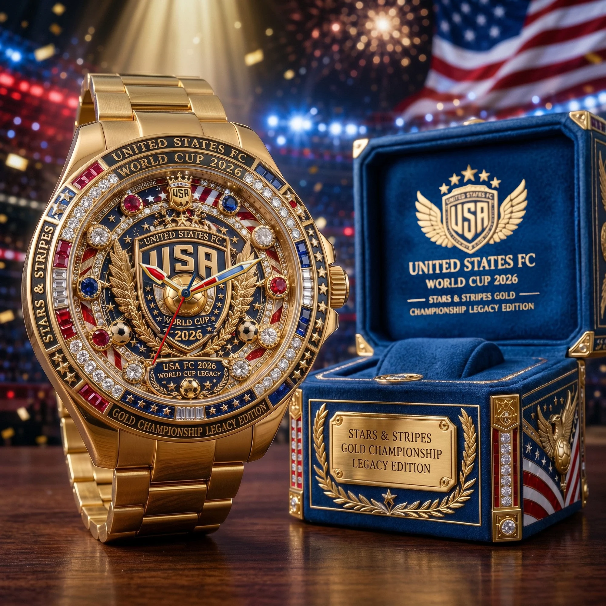 Men's Gold Soccer World Cup 2026 Wrist Watch Gift for Him