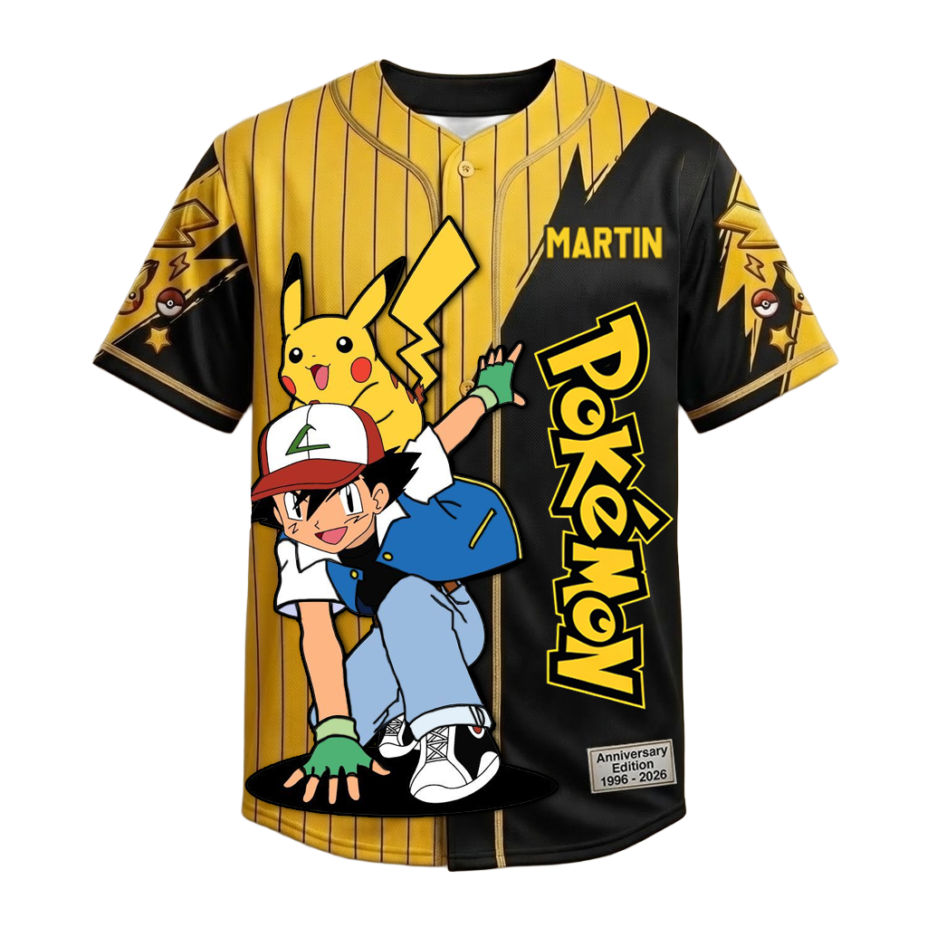 Personalized Pokémon Baseball Jersey for Kids & Adults - Unique Anniversary Gift