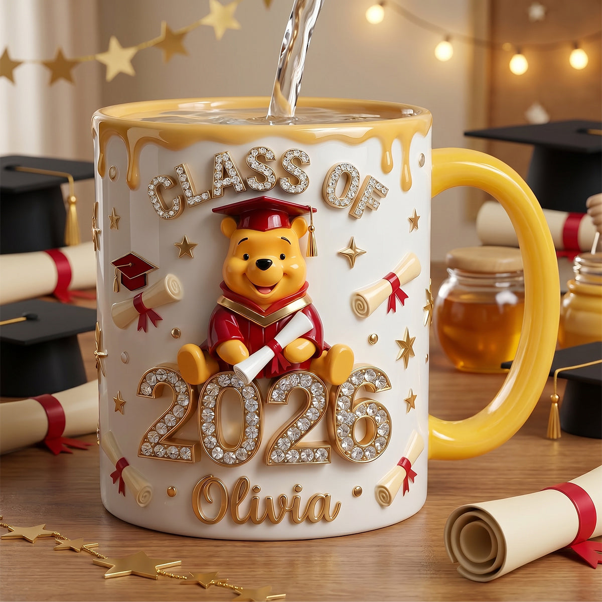 Personalized Graduation Mug with Honey Bear Design for Class of 2026 Gift