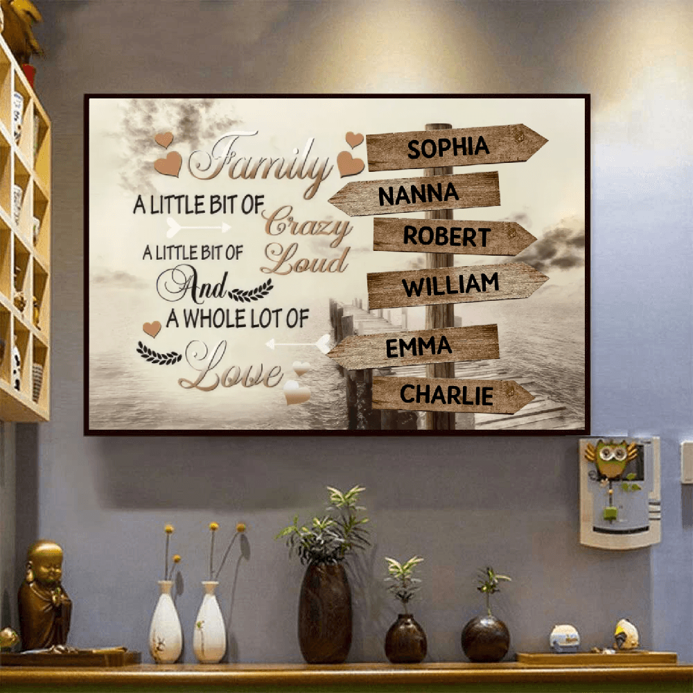 Personalized Rustic Family Signpost Canvas Wall Art Gift
