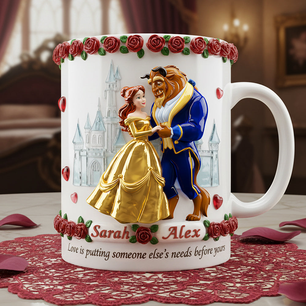 Personalized Movie Couple Mug with Names & Roses - Gift for Anniversary