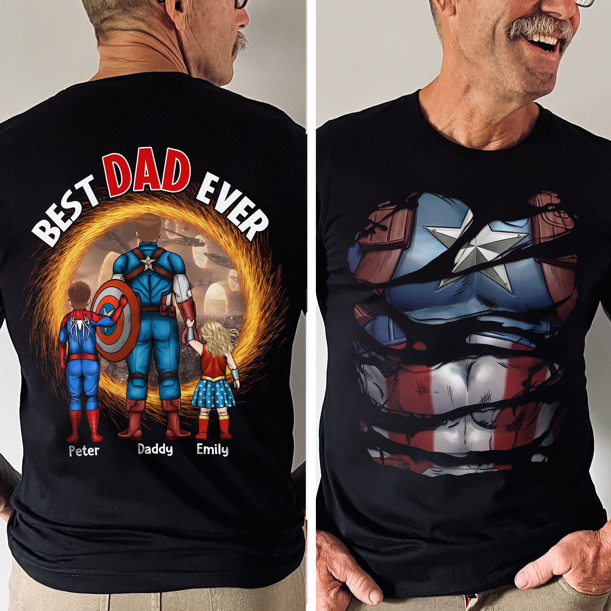 Personalized Superhero Dad Shirt Gift for Father's Day