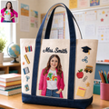 Personalized Embroidery Tote Bag Custom Photo Gift for Teacher