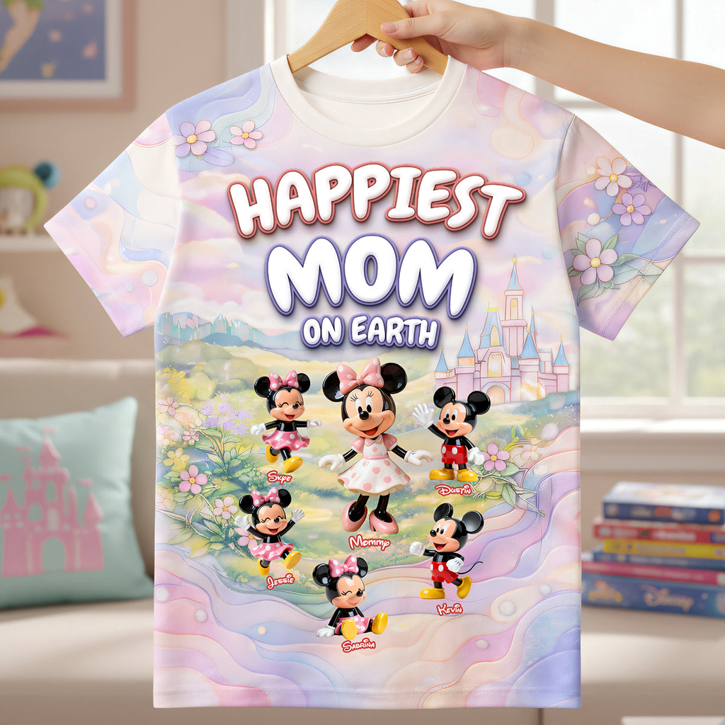 Personalized Happiest Mom On Earth All Over Shirt Gift for Mom AOP Shirt GradoCreations