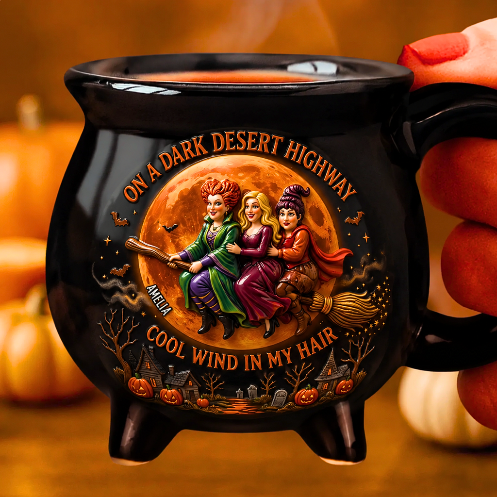 Personalized Cauldron Coffee Mug Gift for Her - Halloween Theme Cauldron Coffee Mug GradoCreations