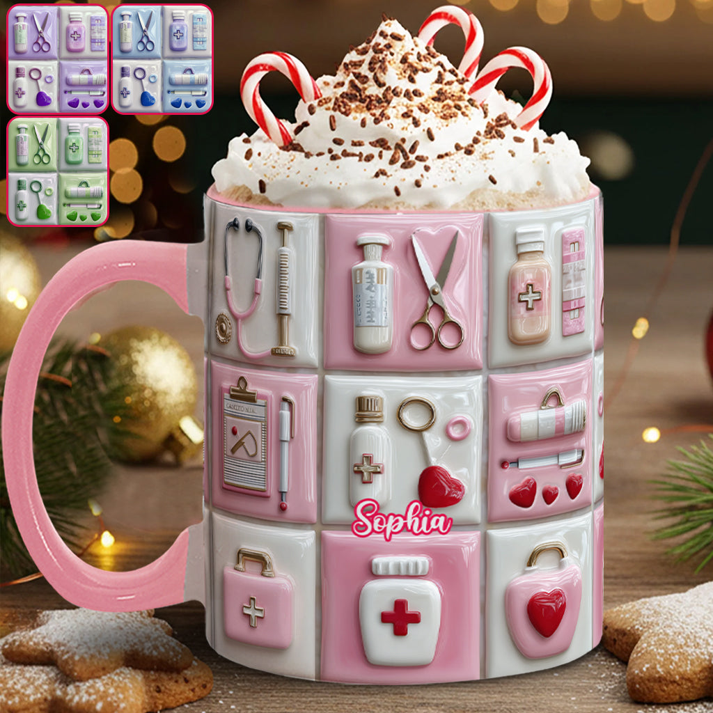 Personalized Nurse Life Accent Mug Gift for Her - Custom Name