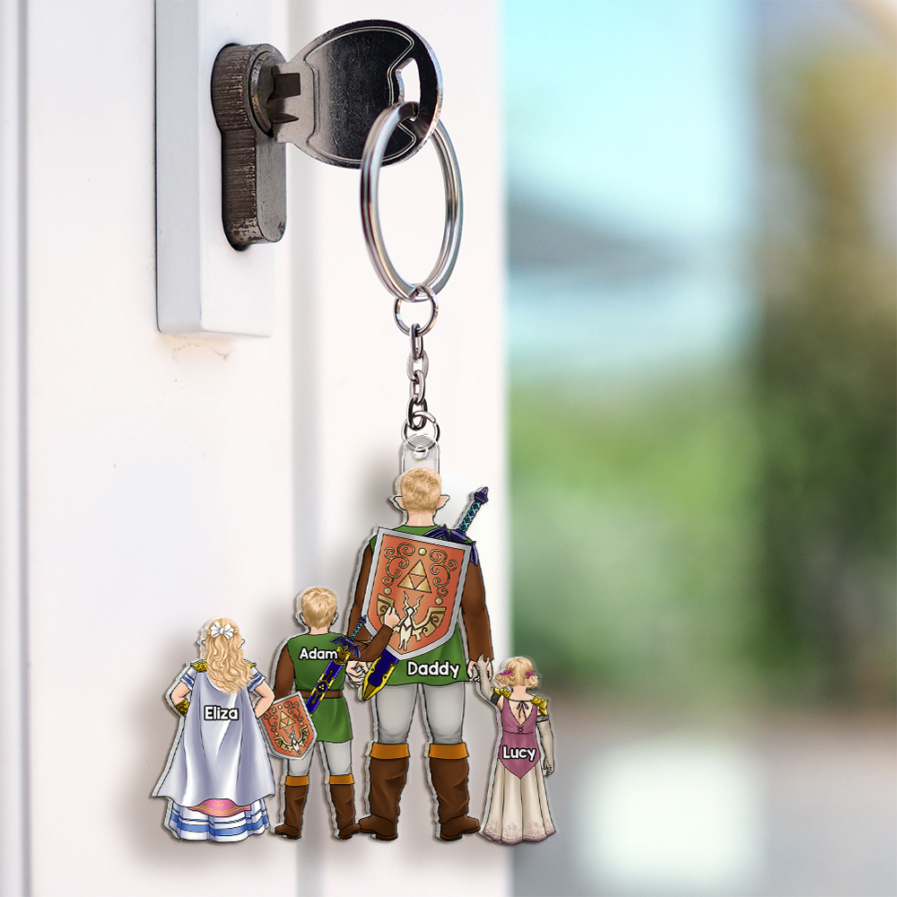 Personalized Keychain for Dad with Kids Custom Name Gift