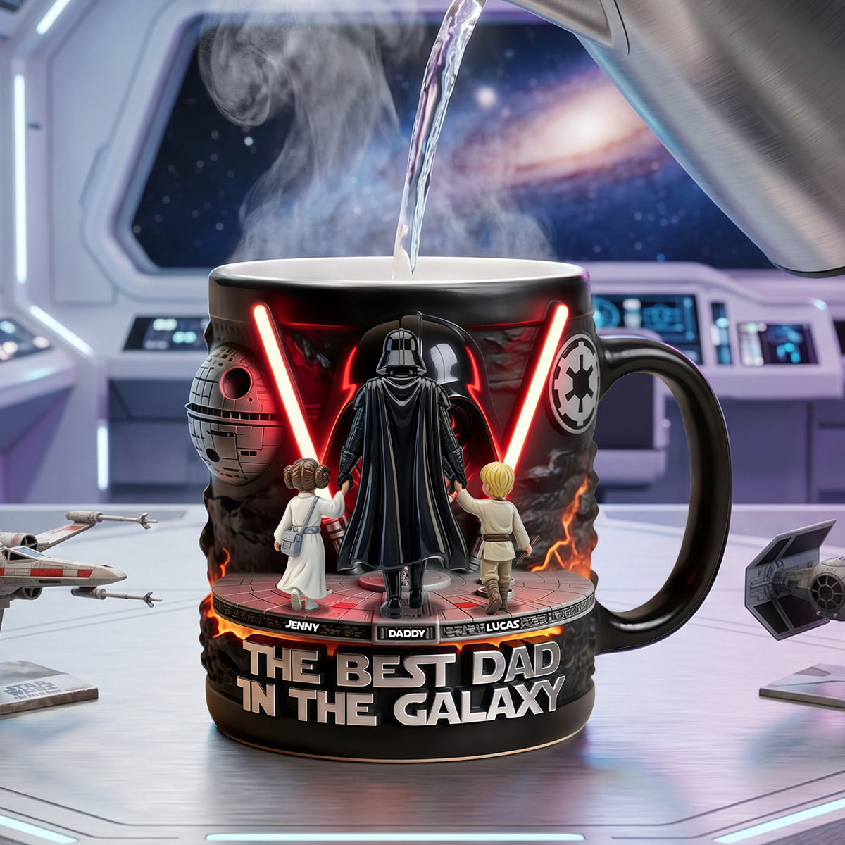 Personalized Movie-Themed Accent Mug for Dad | Best Dad in the Galaxy Gift
