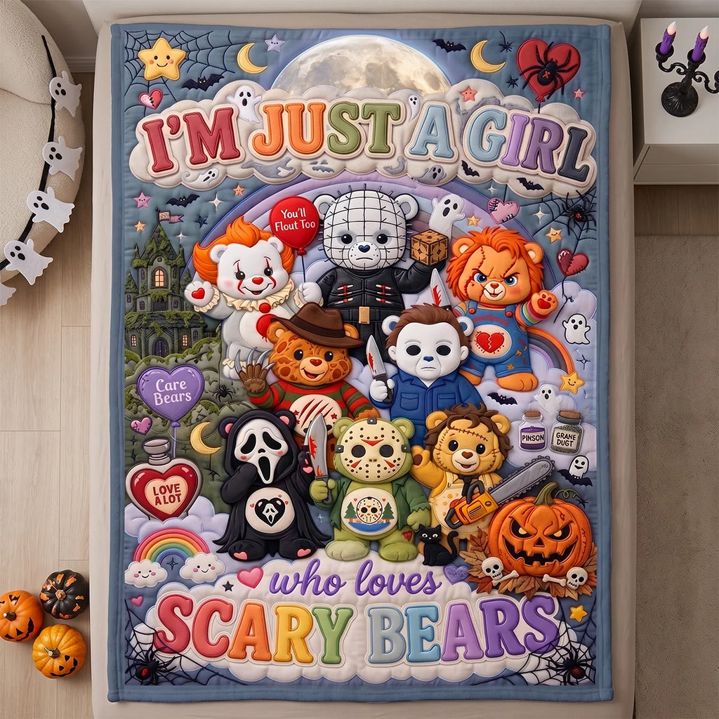 Personalized Scary Bears Blanket Custom Name Halloween Gift for Horror Movie Fans Blanket GradoCreations