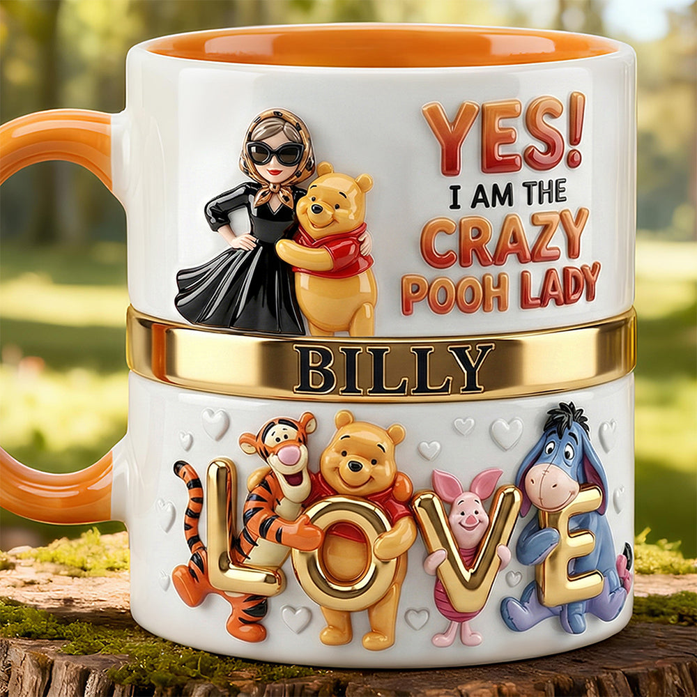 Personalized Crazy Pooh Lady Mug with Name | Unique Gift for Her