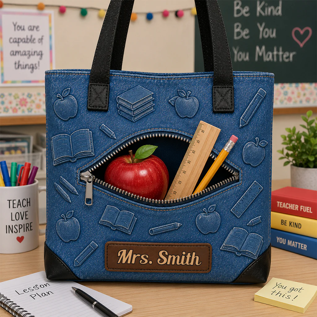 Personalized Teacher Tote Bag Custom Gift for Educators