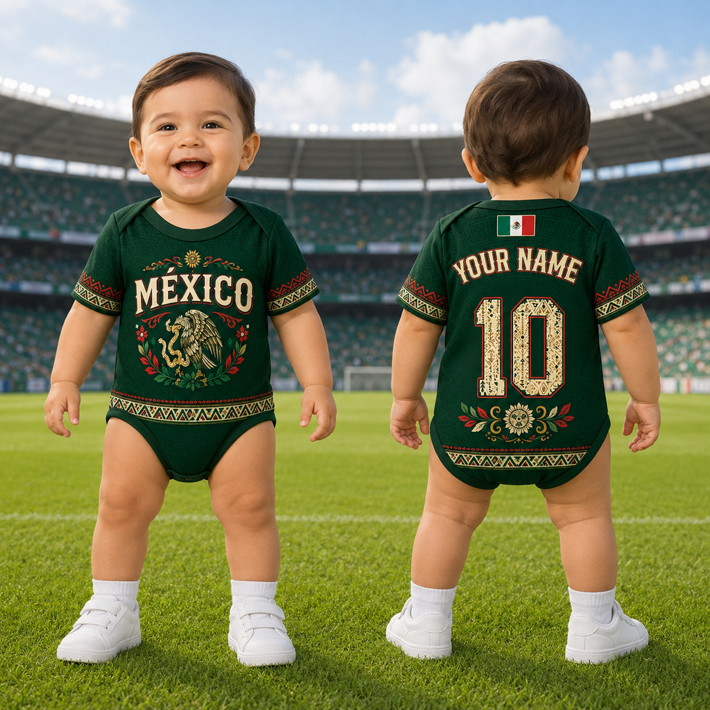Personalized Mexico Aztec Eagle Baby Jersey Bodysuit Gift for New Parents
