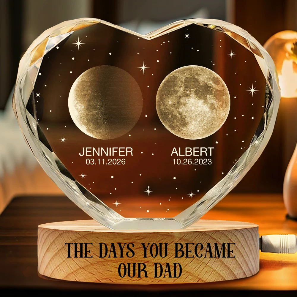 Personalized Crystal Heart Globe Lamp for Dad - Custom Engraved Gift
