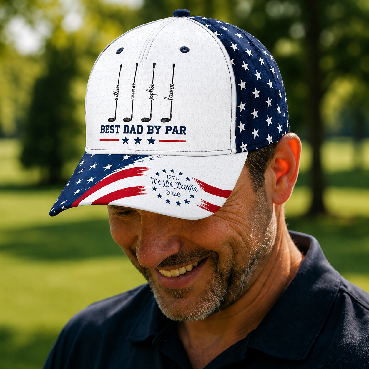 Personalized Patriotic Cap Gift for Dad Custom Name US Eagle HN590 - AOP Cap GradoCreations