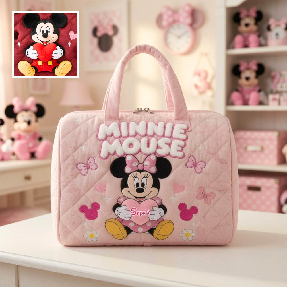 Personalized Minnie Mouse Quilted Duffle Bag Gift for Kids Quilted Duffle Bag GradoCreations