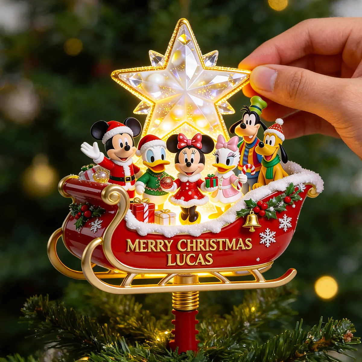 Personalized LED Light Tree Topper with Mickey Mouse for Christmas Gift LED Light Tree GradoCreations