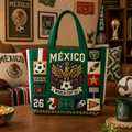 Personalized Mexico World Cup 2026 Quilted Tote Bag Gift for Football Fans