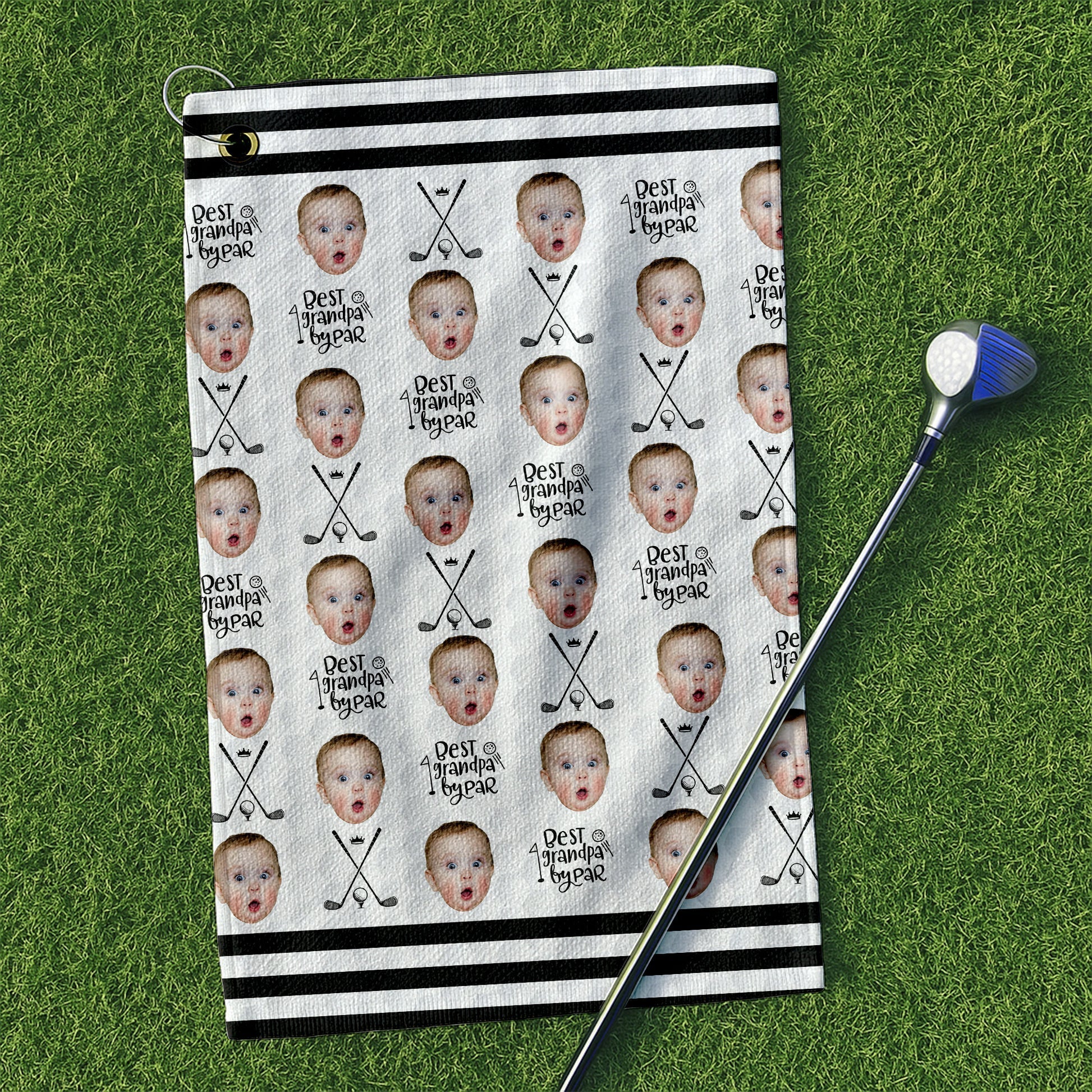 Personalized Funny Golf Towel Custom Photo Gift for Grandpa