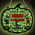 Personalized Luminous Halloween Sign with Family Name - Spooky Home Decor Luminous Wooden Sign GradoCreations