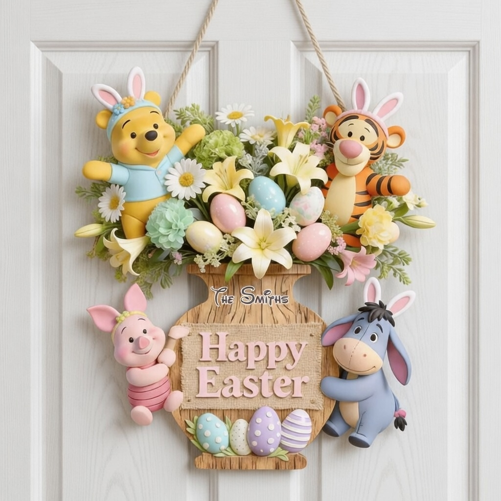 Personalized Wood Sign Happy Easter Family Gift Decor