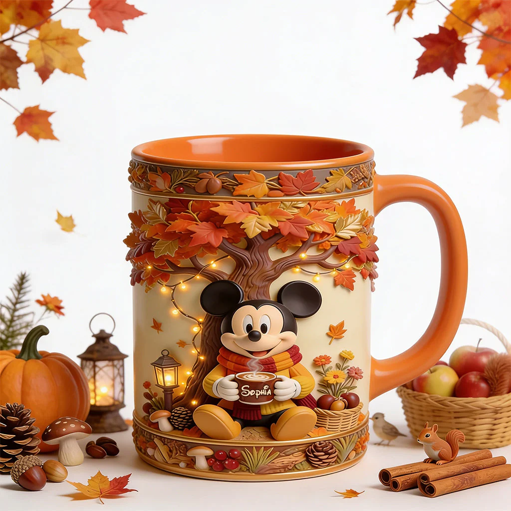 Personalized Fall Accent Mug with Mickey Mouse for Autumn Gifts Mug GradoCreations