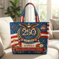 Personalized US 250th Anniversary Bald Eagle Quilted Tote Bag Gift for Her