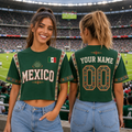 Personalized Mexico Soccer Jersey Crop Tee Custom Name Gift for Football Lovers