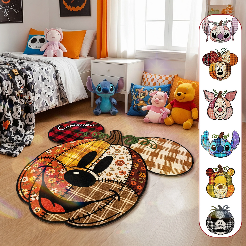 Personalized Tufted Rug with Pumpkin Design for Family Halloween Gift Tufted Rug GradoCreations
