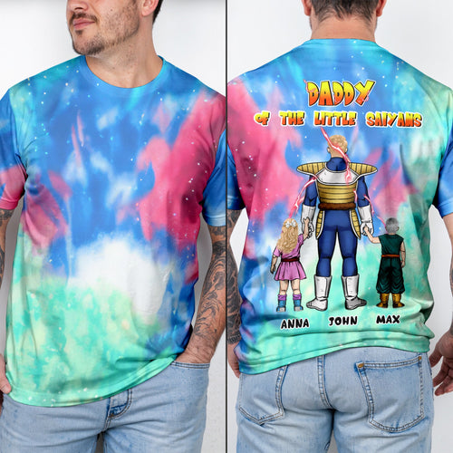 Personalized 3D T-Shirt for Dad with Little Saiyans Design - Gift for Father's Day AOP Tshirt GradoCreations