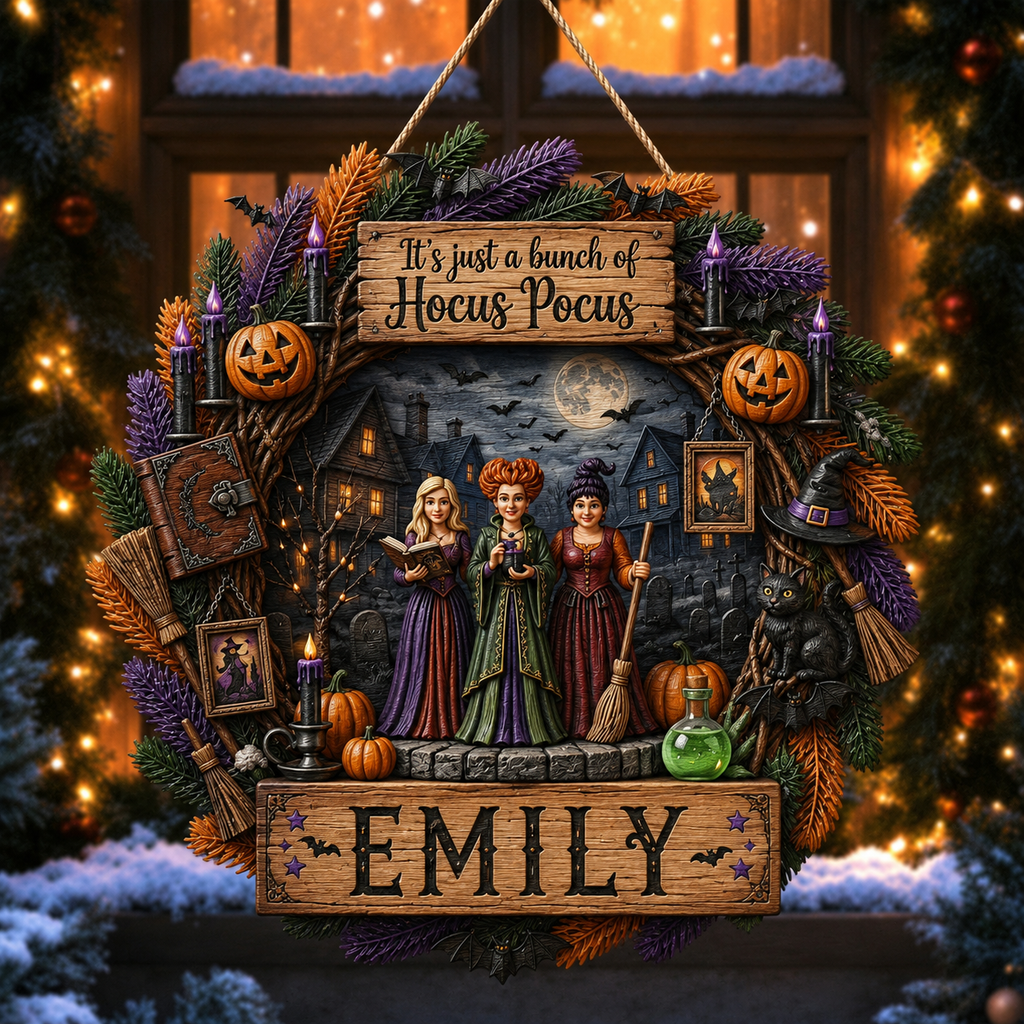 Personalized Halloween Wood Sign for Witch Lovers - Custom Home Decor Gift Wood Sign GradoCreations
