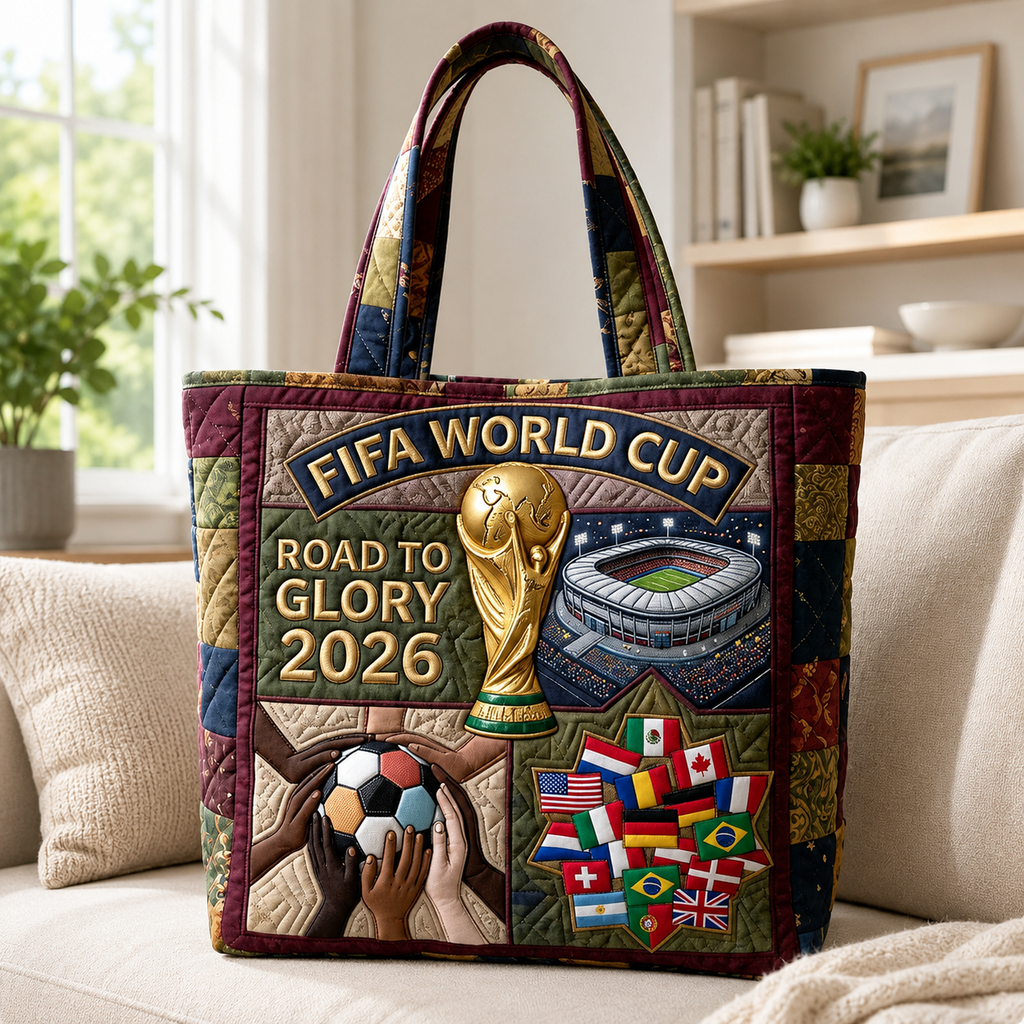 Personalized FIFA World Cup 2026 Quilted Tote Bag Gift for Soccer Fans