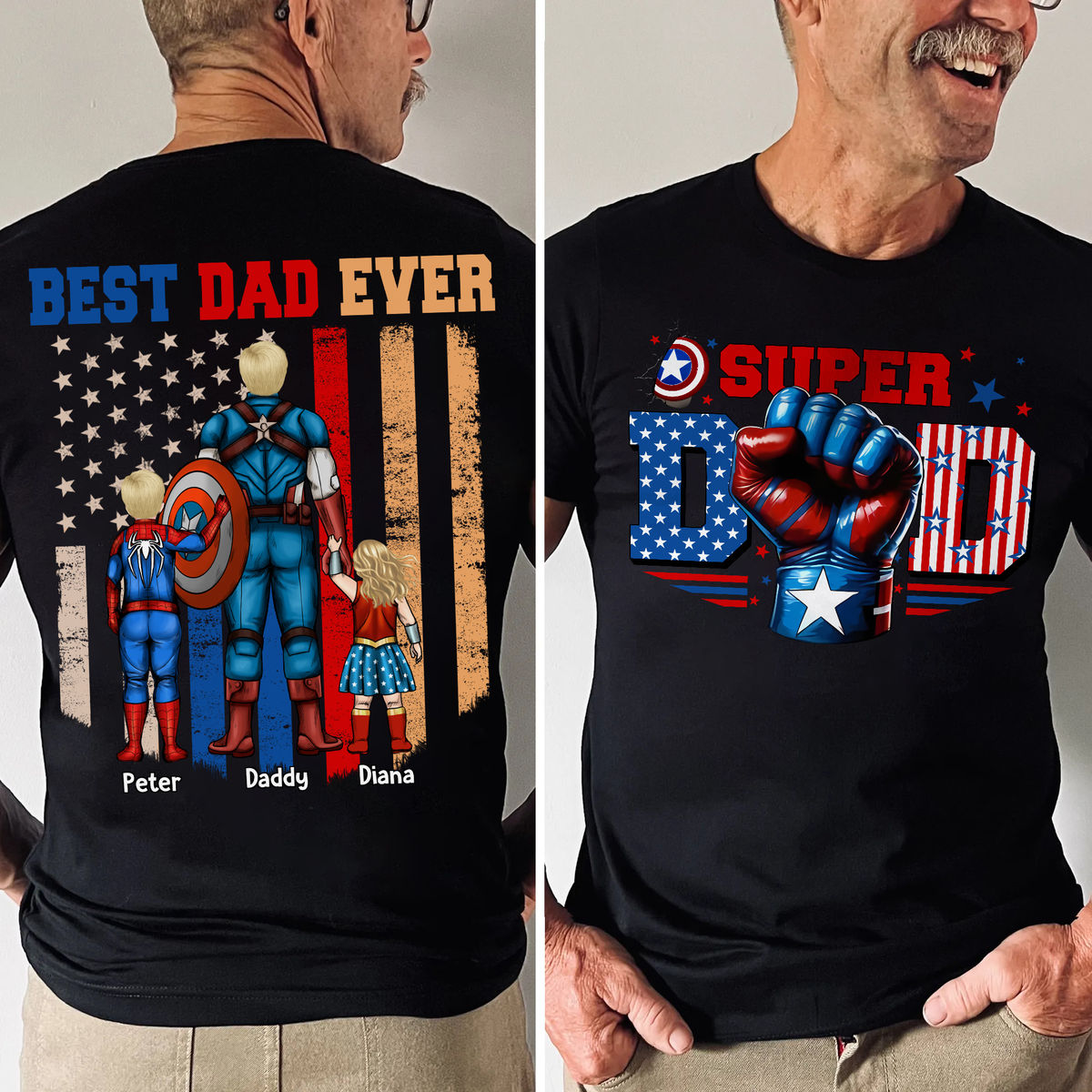 Personalized Super Dad Shirt Gift for Father's Day | Custom Name