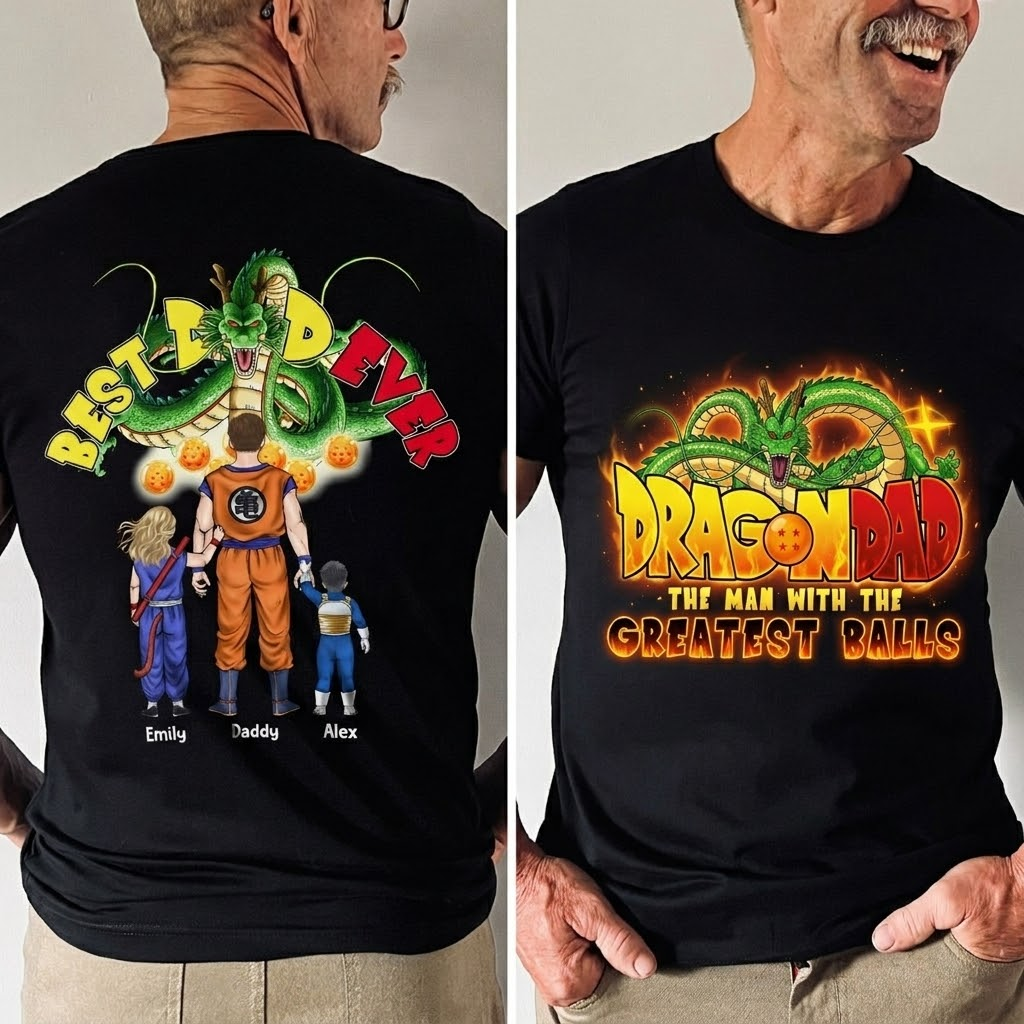 Personalized Dragon Dad T-Shirt Gift for Anime Fans