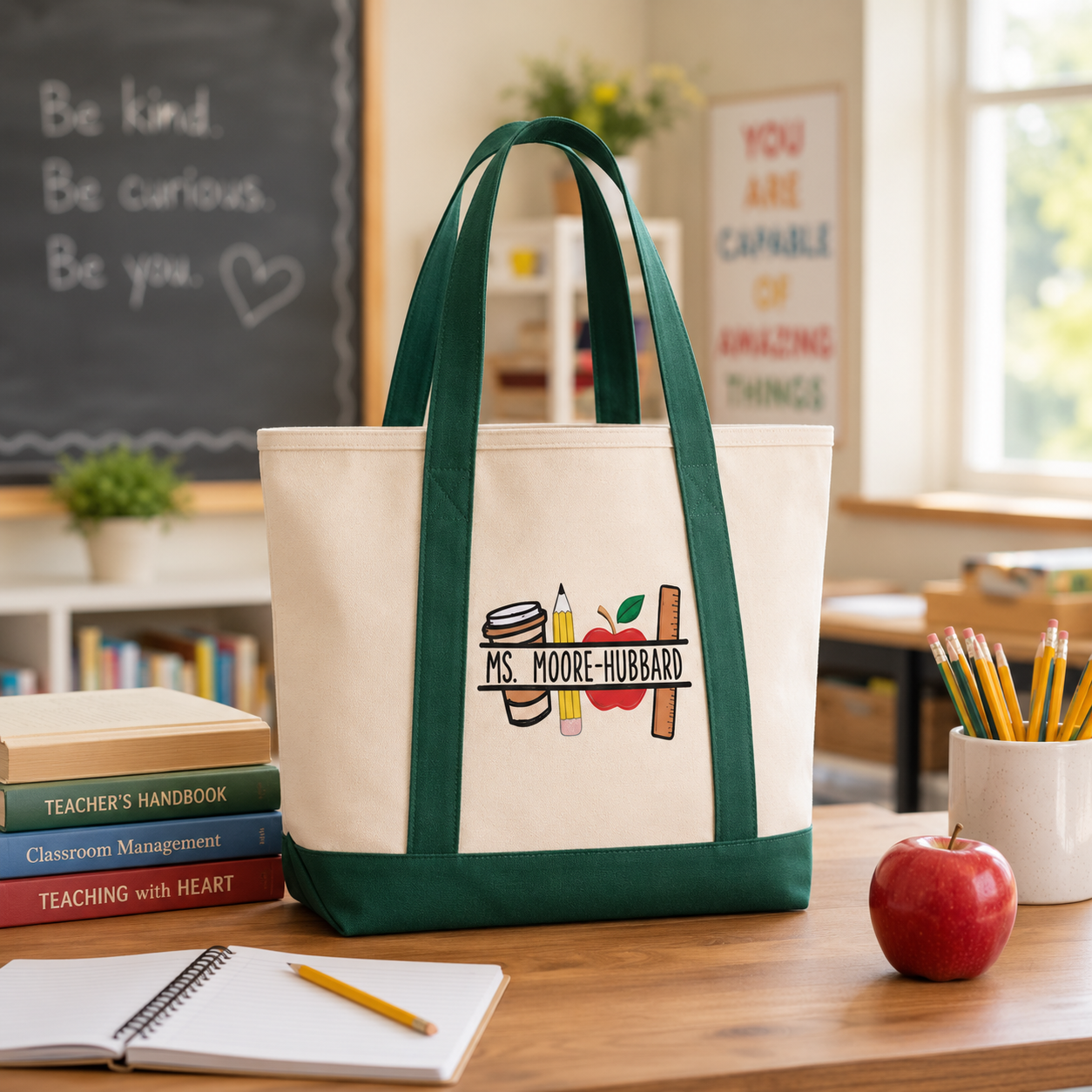 Personalized Embroidery Tote Bag for Teacher | Back to School Gift