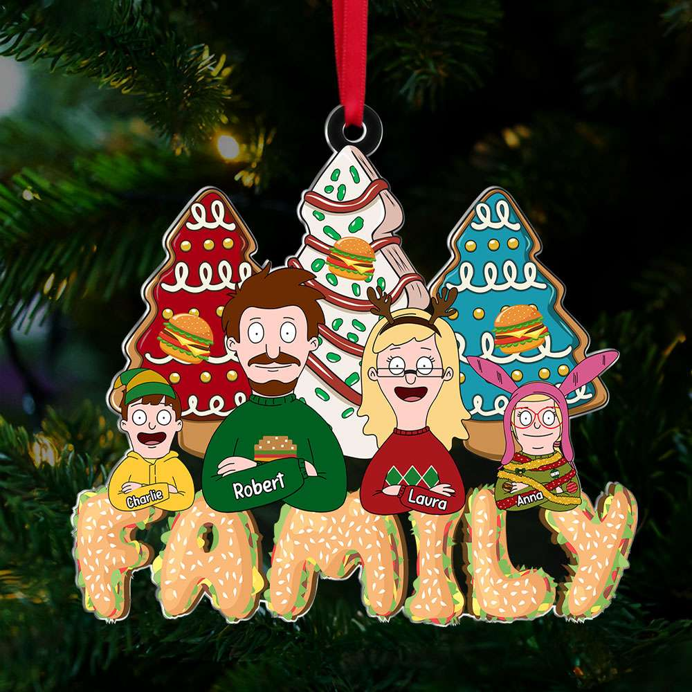 Personalized Burger Family Acrylic Christmas Ornament Gift