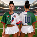 Personalized Mexico USA Soccer Jersey Crop Tee Custom Name Gift for Fans