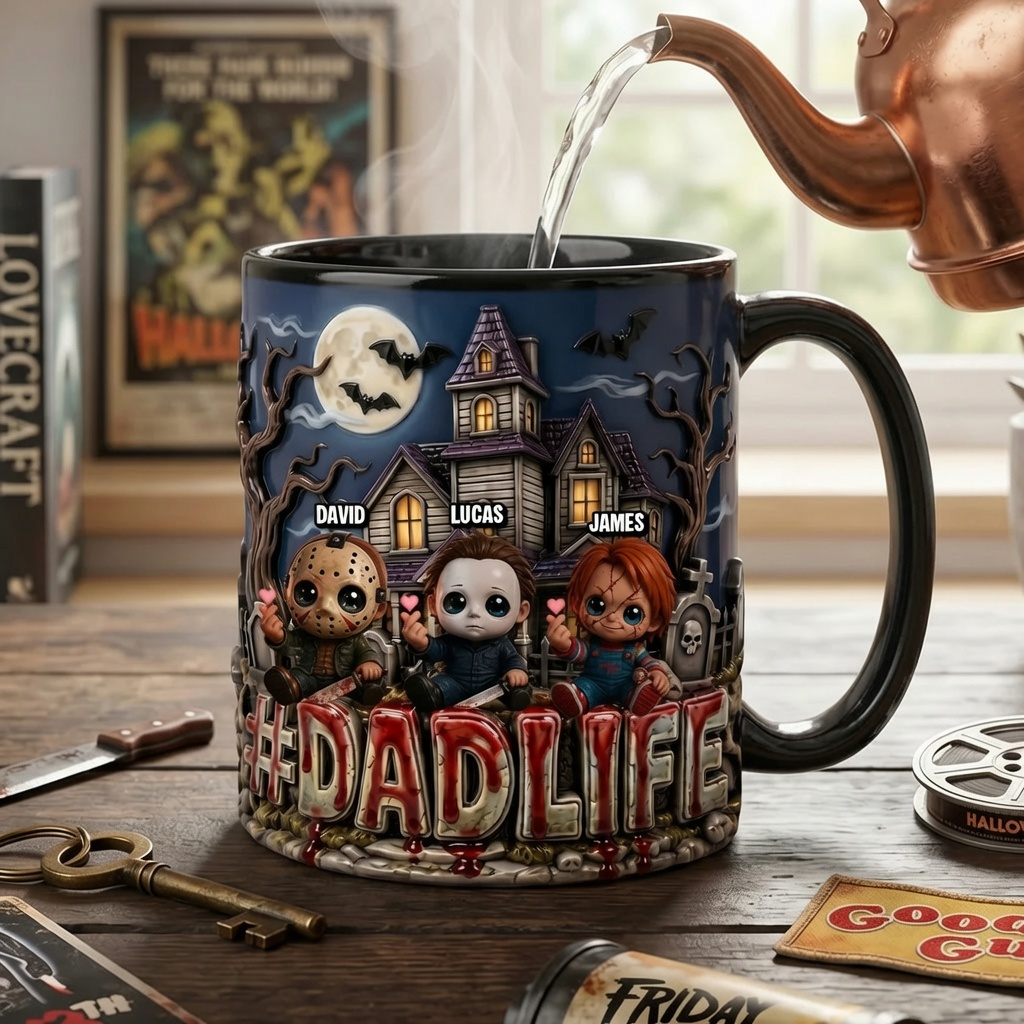 Personalized Halloween Coffee Mug with Little Horrors for Dad Mug GradoCreations
